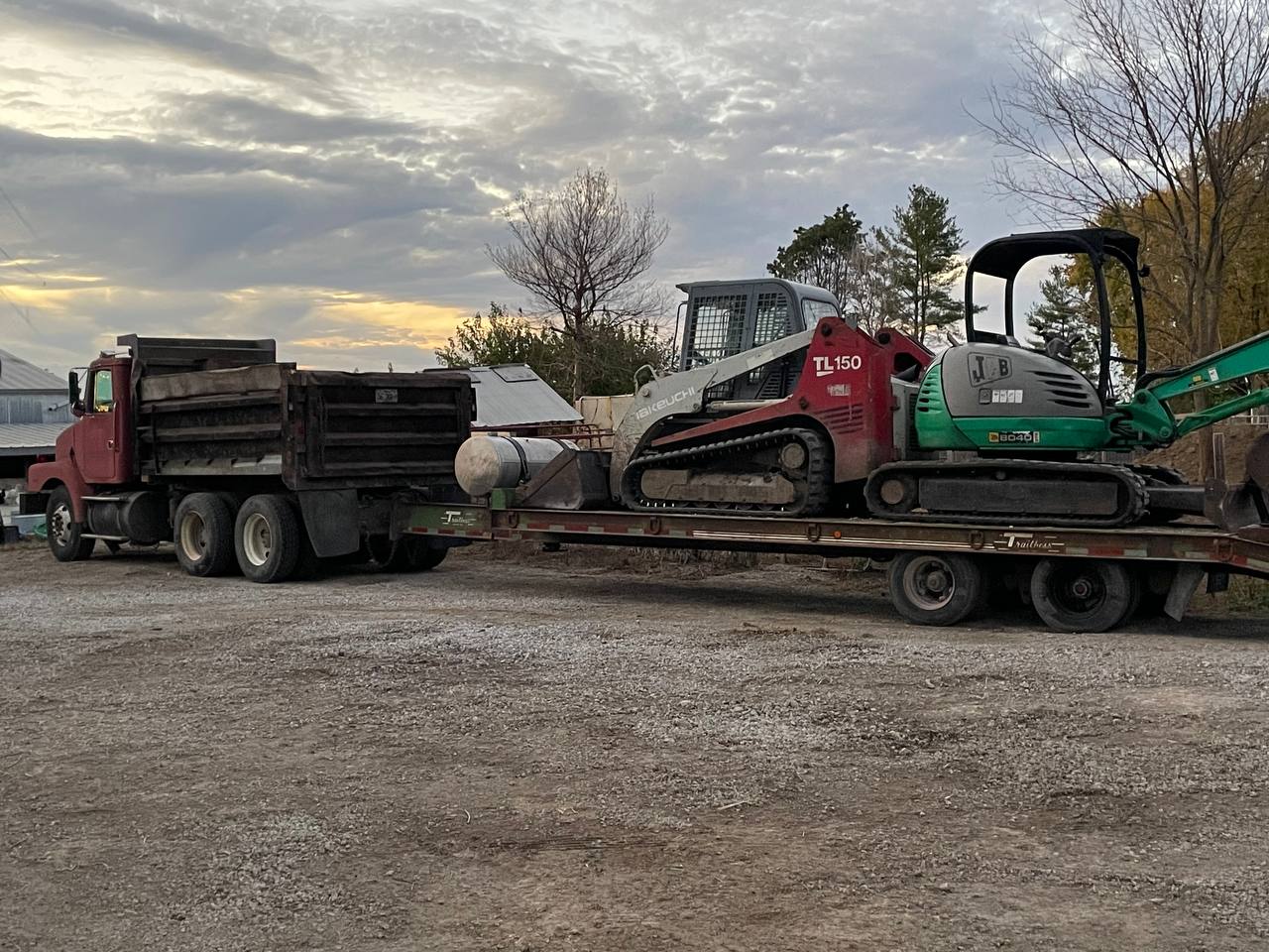 Equipment trailer hauling dozer to a central Illinois job — Brohez Trucking LLC