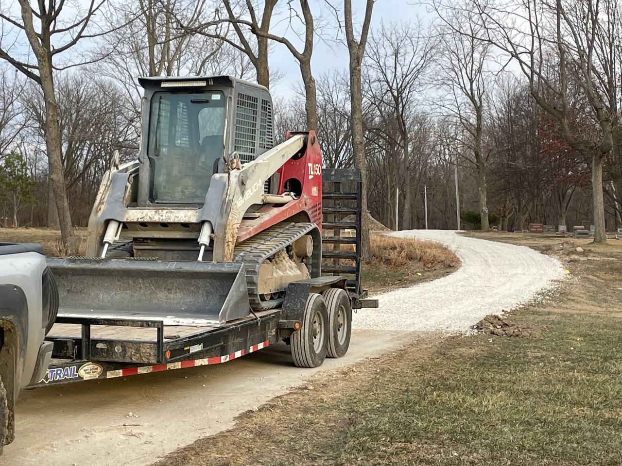 Rock driveway installation — finished crushed stone driveway in central Illinois by Brohez Trucking