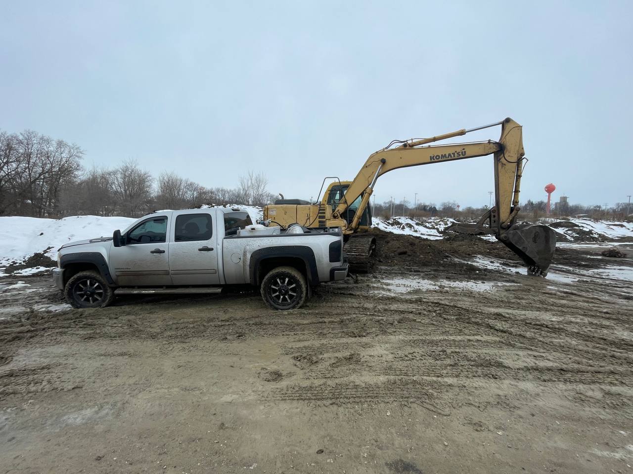 Komatsu excavator on central Illinois job site — Brohez Trucking Mattoon IL